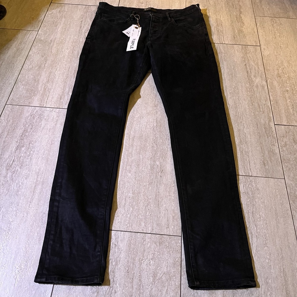 Purple Brand Jeans Mens 34x32 Black P001 Low Rise Slim Button Fly Denim Pants